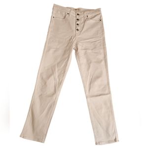 Madewell Stovepipe Button Front White Jeans 8 Long